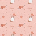 Seamless pattern with ÃÂute cat and hearts.ÃÂ Excellent design for packaging, wrapping paper Royalty Free Stock Photo